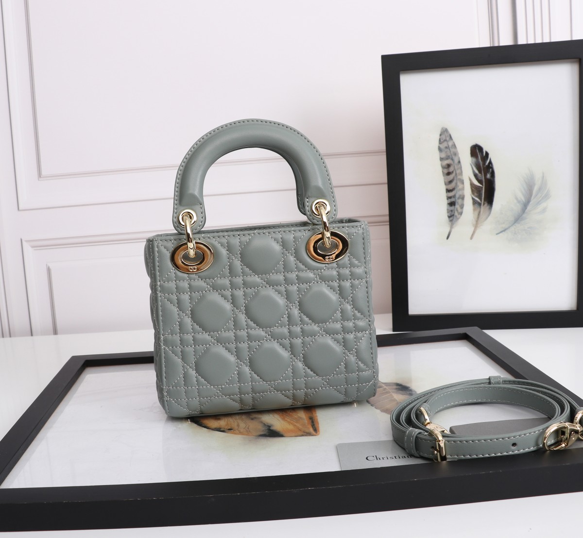 Mini Lady Dior Bag Gray Cannage Lambskin